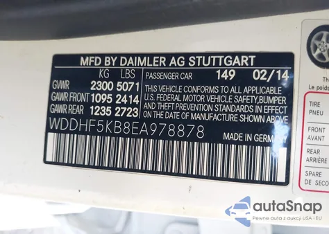 2014 Mercedes-Benz E 350 из США, поврежденный, VIN WDDHF5KB8EA978878